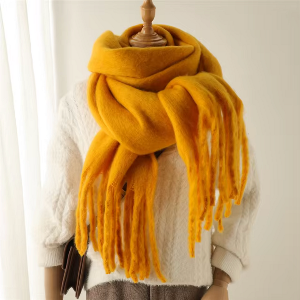 Elyra | Womens Pashmina Scarf with Long Tassels | Thick Soft Weave, Doubles as a Wrap or Blanket | in 20 Colors