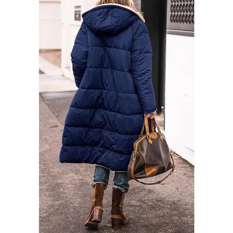 Women's Puffer Jacket with Quilted Panels and Longline Cut | Pockets | For Winter | Size S-3XL