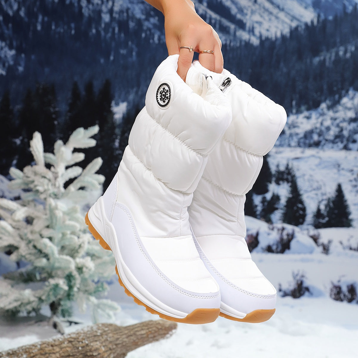 Women's Waterproof Winter Snow Boots Mid Calf Faux Fur Lined Side Zip