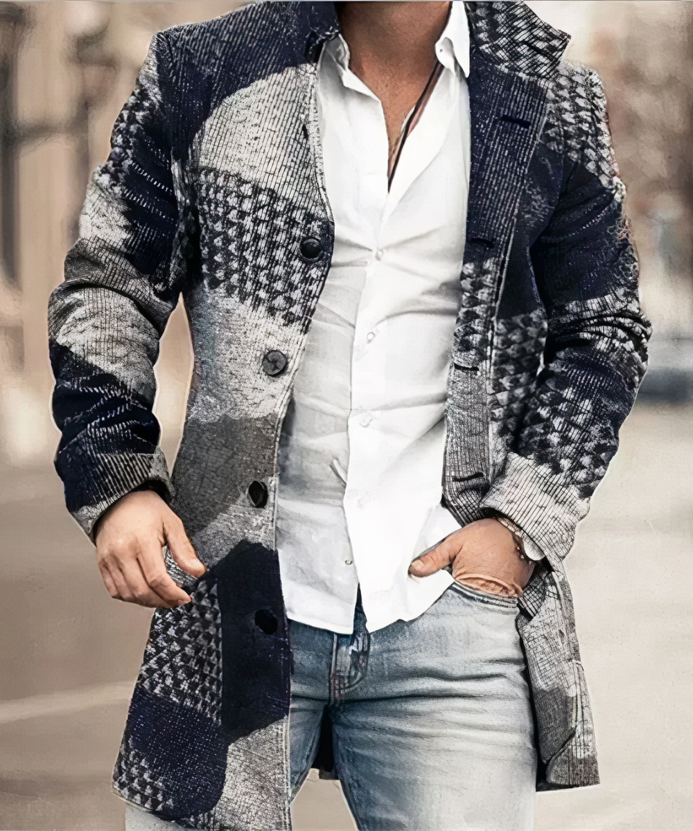 Men's Trench Coat, Button Front, Long Sleeves, Mid-Length