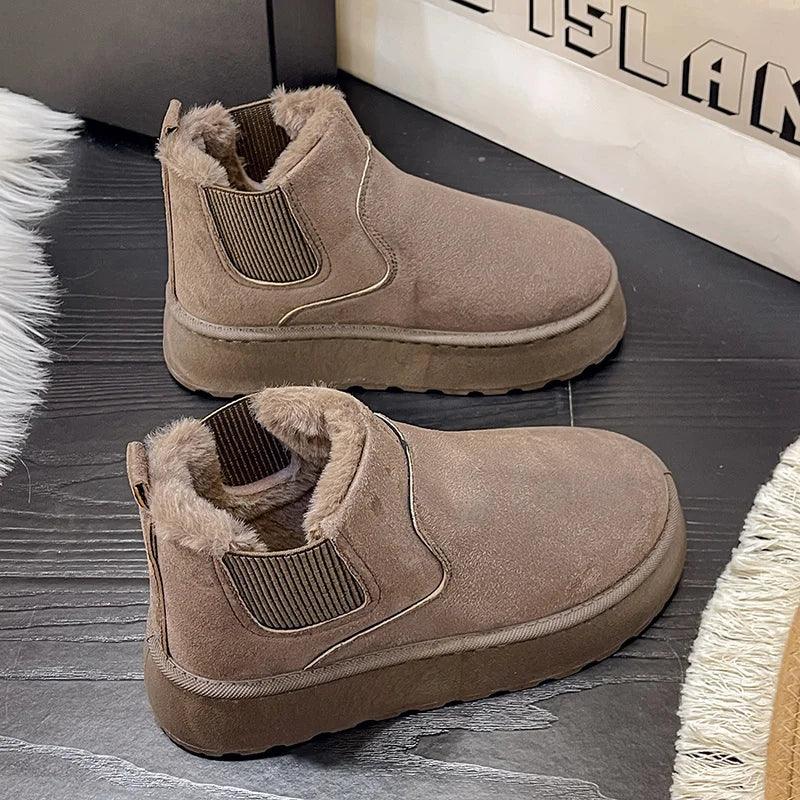 Women's Chelsea Boots with Warm Lining | Round Toe, Ankle Height and Platform Sole | Sizes 5.5-9.5, 3 Colors