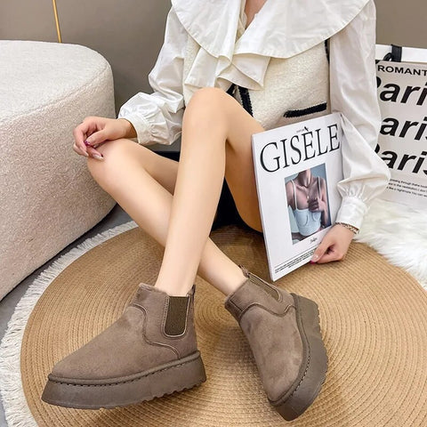 Women's Chelsea Boots with Warm Lining | Round Toe, Ankle Height and Platform Sole | Sizes 5.5-9.5, 3 Colors