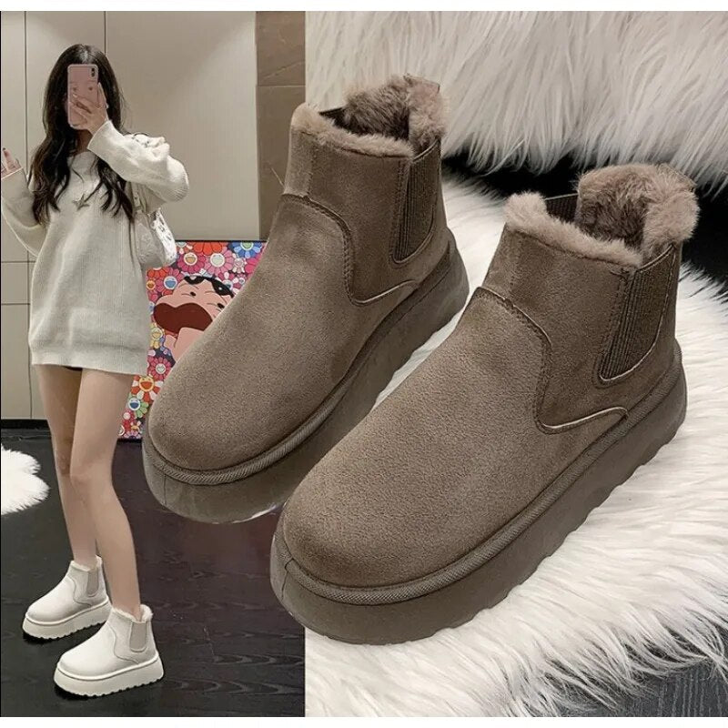 Women's Chelsea Boots with Warm Lining | Round Toe, Ankle Height and Platform Sole | Sizes 5.5-9.5, 3 Colors