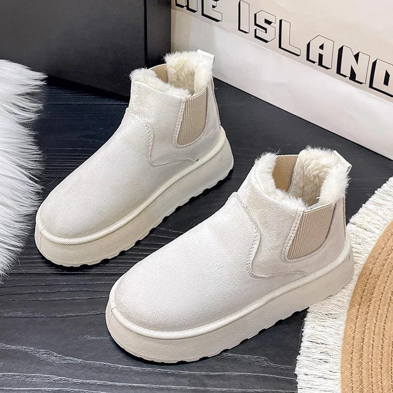 Women's Chelsea Boots with Warm Lining | Round Toe, Ankle Height and Platform Sole | Sizes 5.5-9.5, 3 Colors