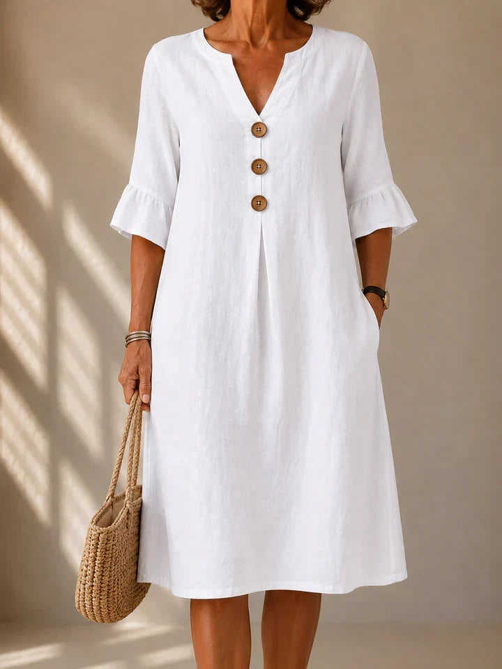 Charlotte | Button-Front Midi Dress with Pleats