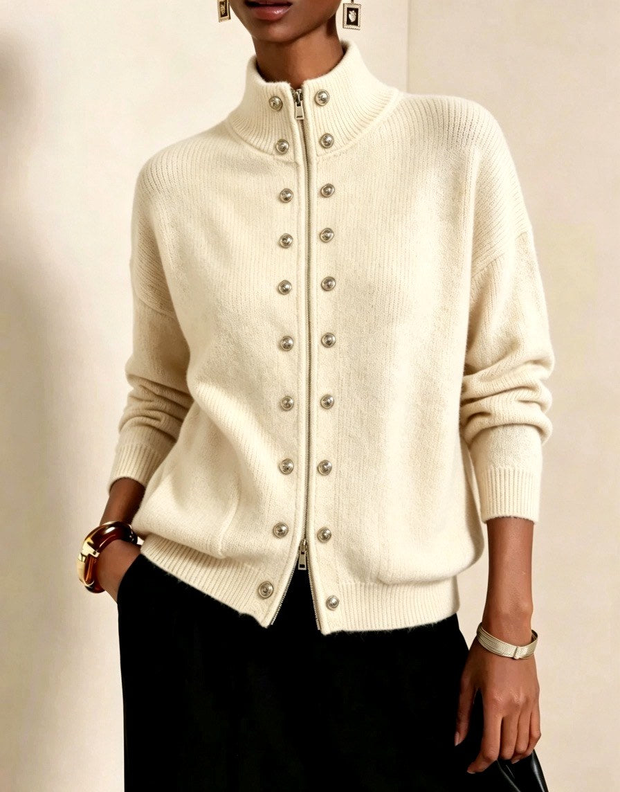 Ariella - Women's Knit Stand Collar Button-Front Cardigan
