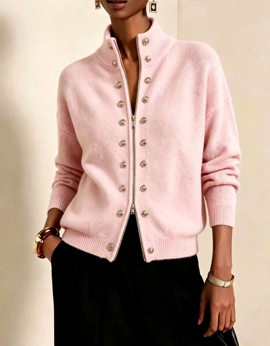 Ariella - Women's Knit Stand Collar Button-Front Cardigan