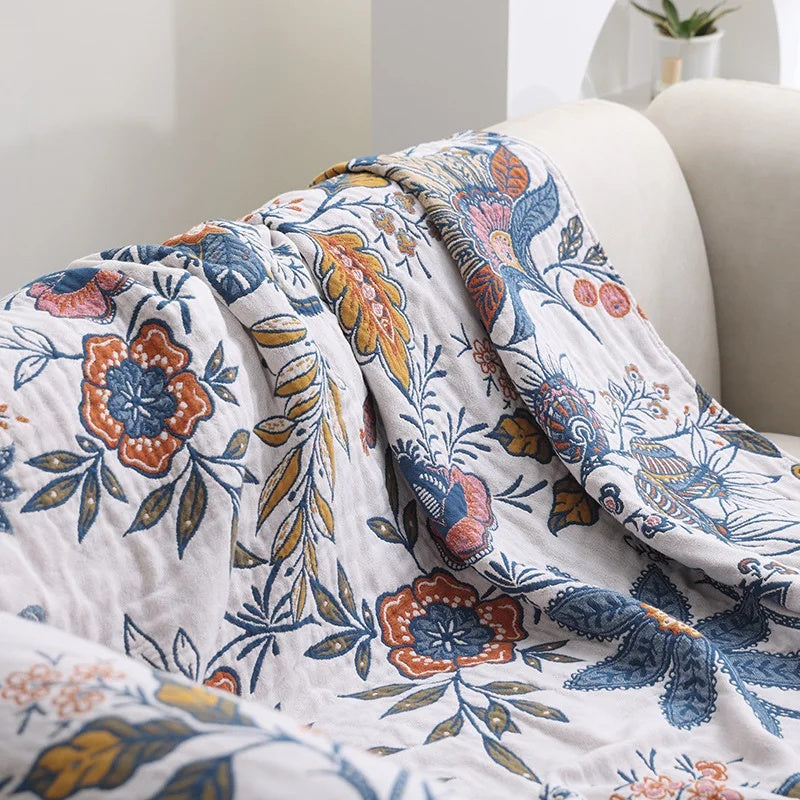 Artistic Floral Pattern Boho Throw Blanket for Cozy Decor