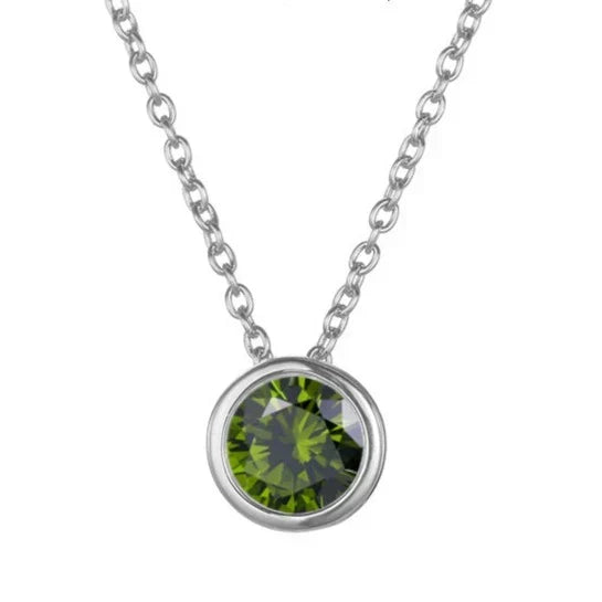 Birthstone Necklace White Gold Dainty Pendant for Women