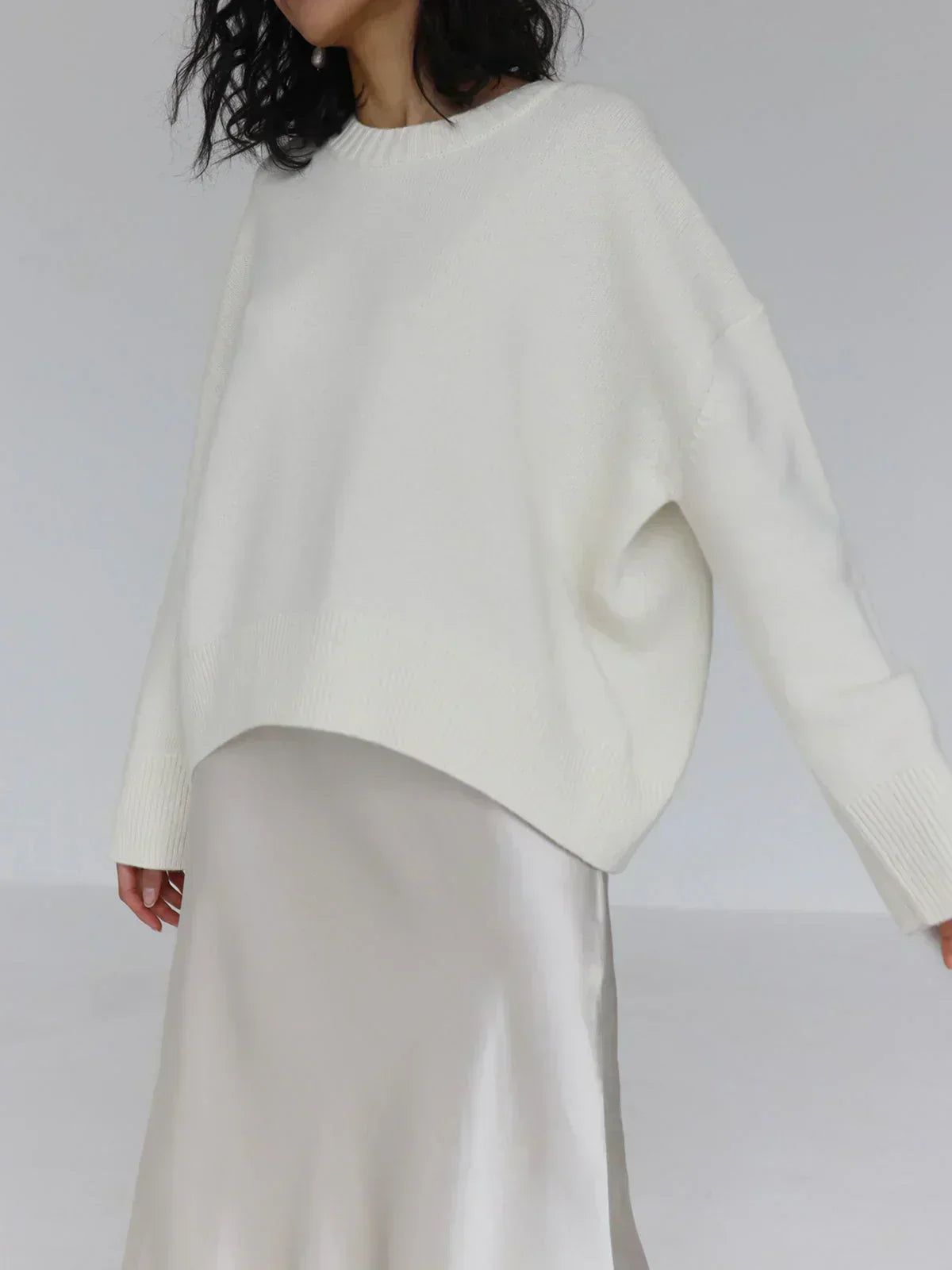 Jeanne Oversized Ribbed-Hem Knit Sweater