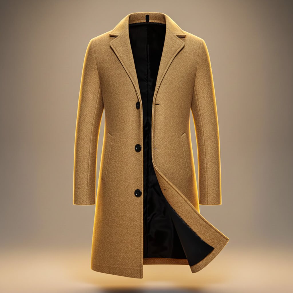 Aston | Mens Peruvian Cotton Coat, Three-Button Closure | Sharp Lapel, Lined | Gray, Cream, Khaki and More XS-4XL