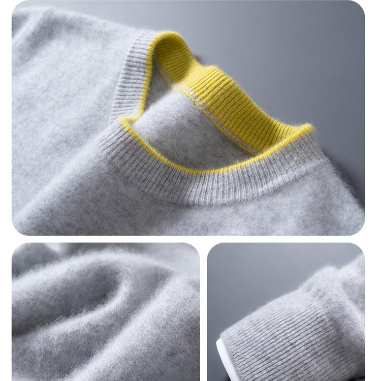 Bennett | Mens Cashmere Crewneck Sweater, Contrast Trim | Soft Lightweight Warmth, Breathable | 5 Colors XS-XL