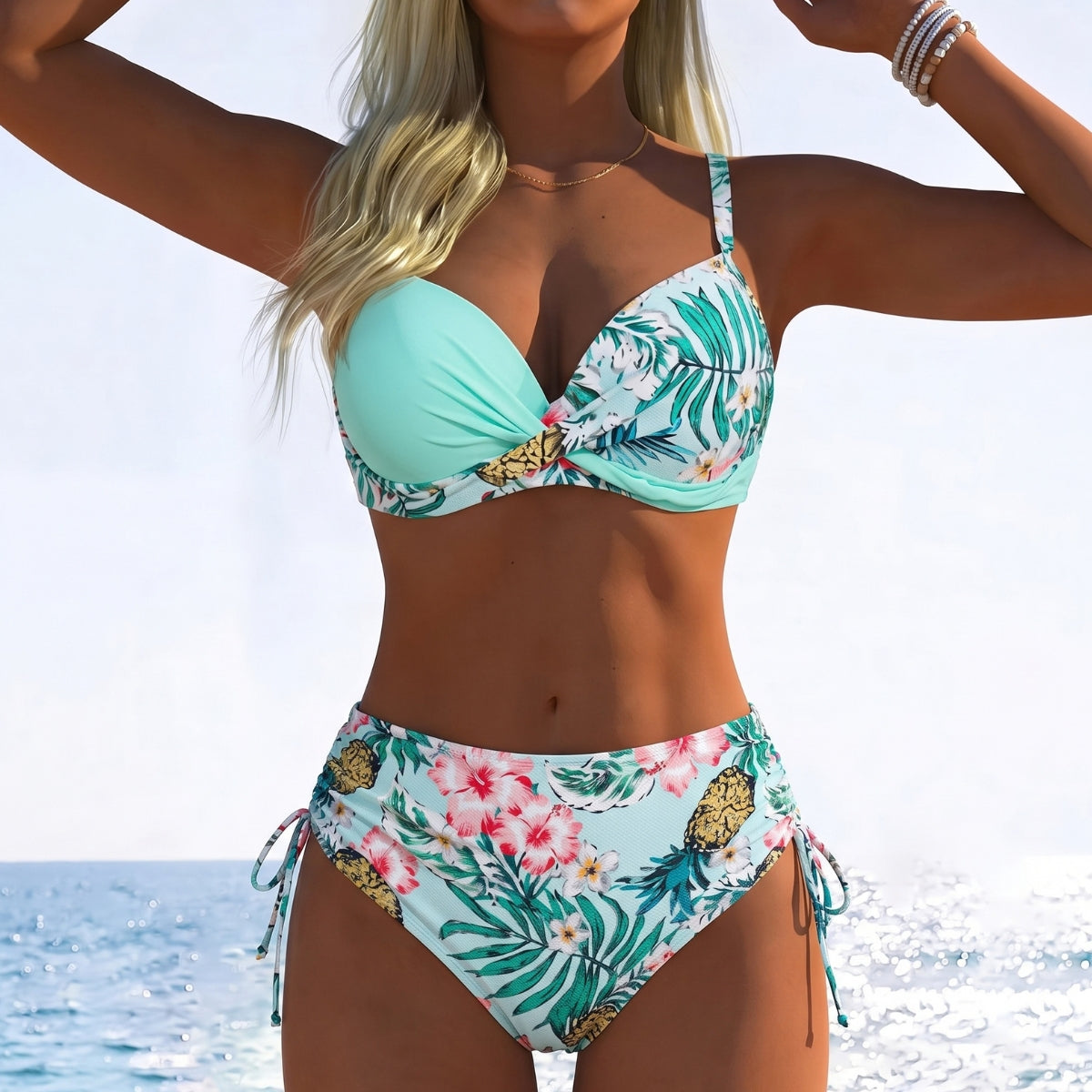 Bikini Bralette Style Contrast Print