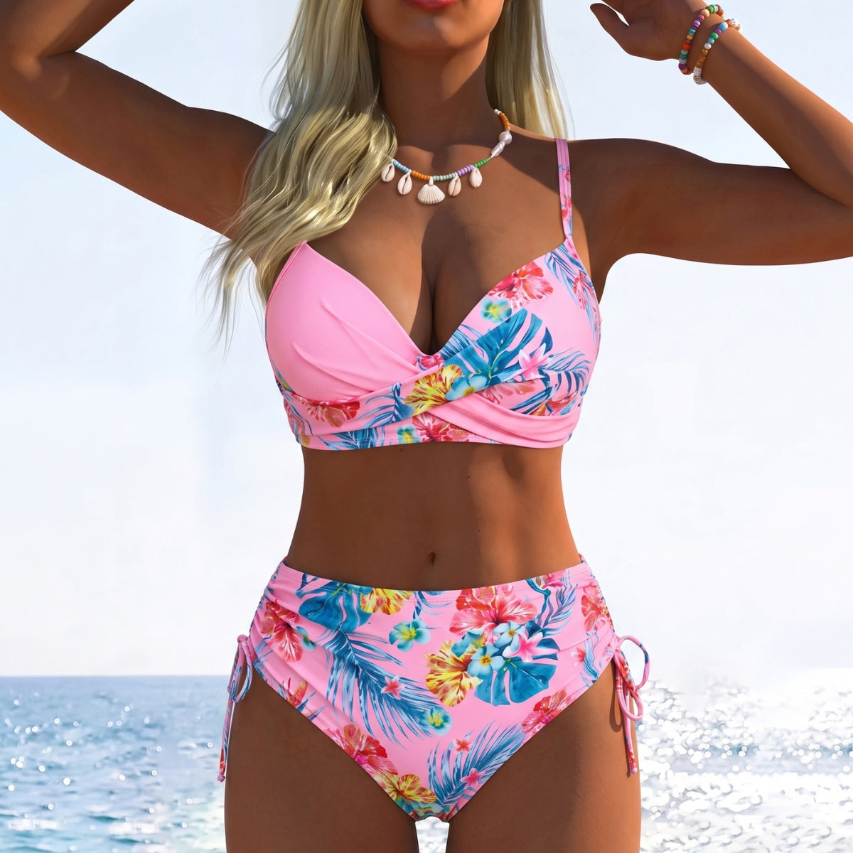 Bikini Bralette Style Contrast Print