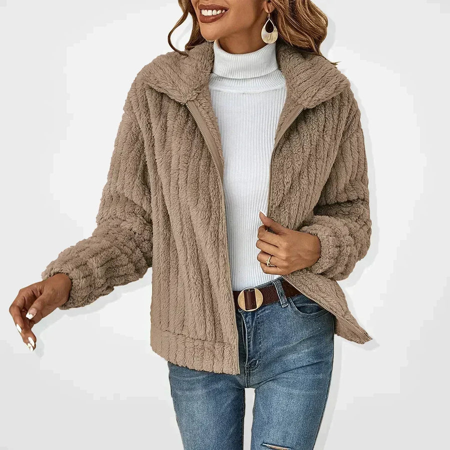 Women's Fluffy Cardigan, Oversized Collar