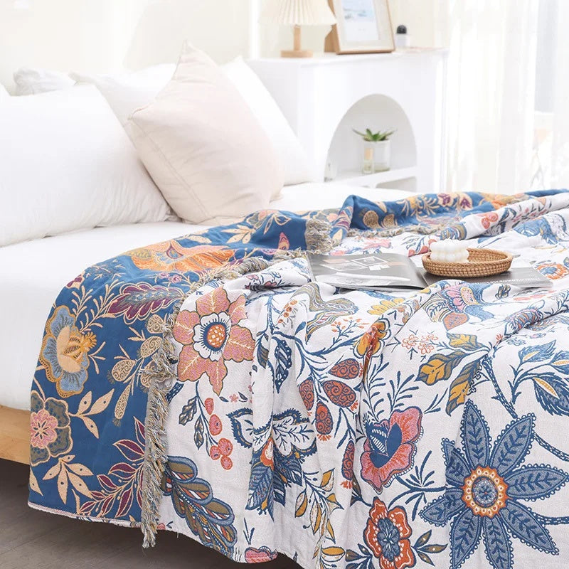 Boho Floral Pattern Blanket for Cozy Home Decor