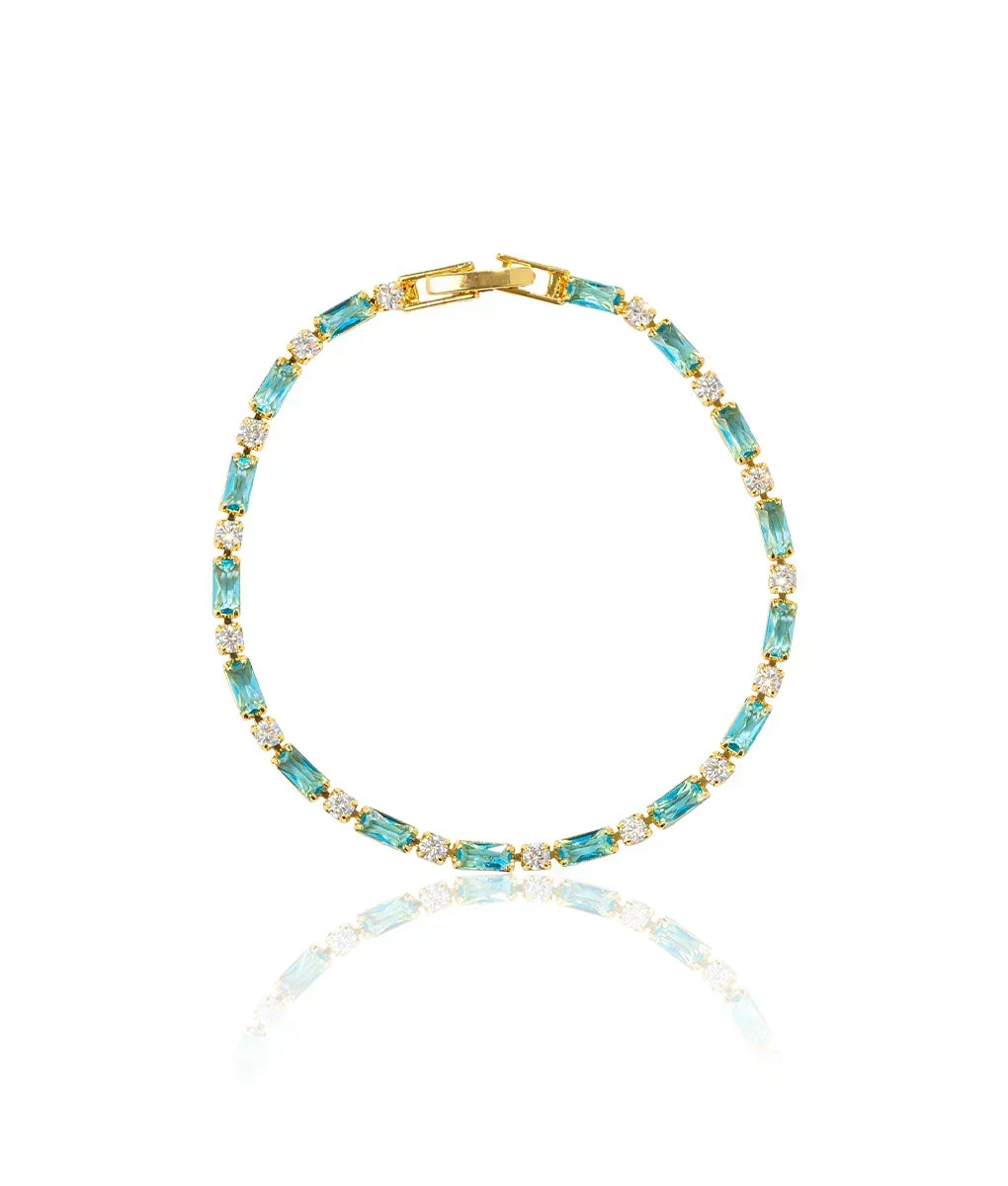 Turquoise Stone Bracelet with Gold Accents