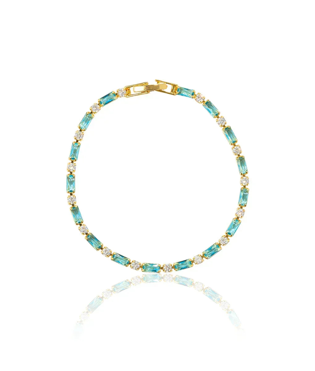 Turquoise Stone Bracelet with Gold Accents for Women