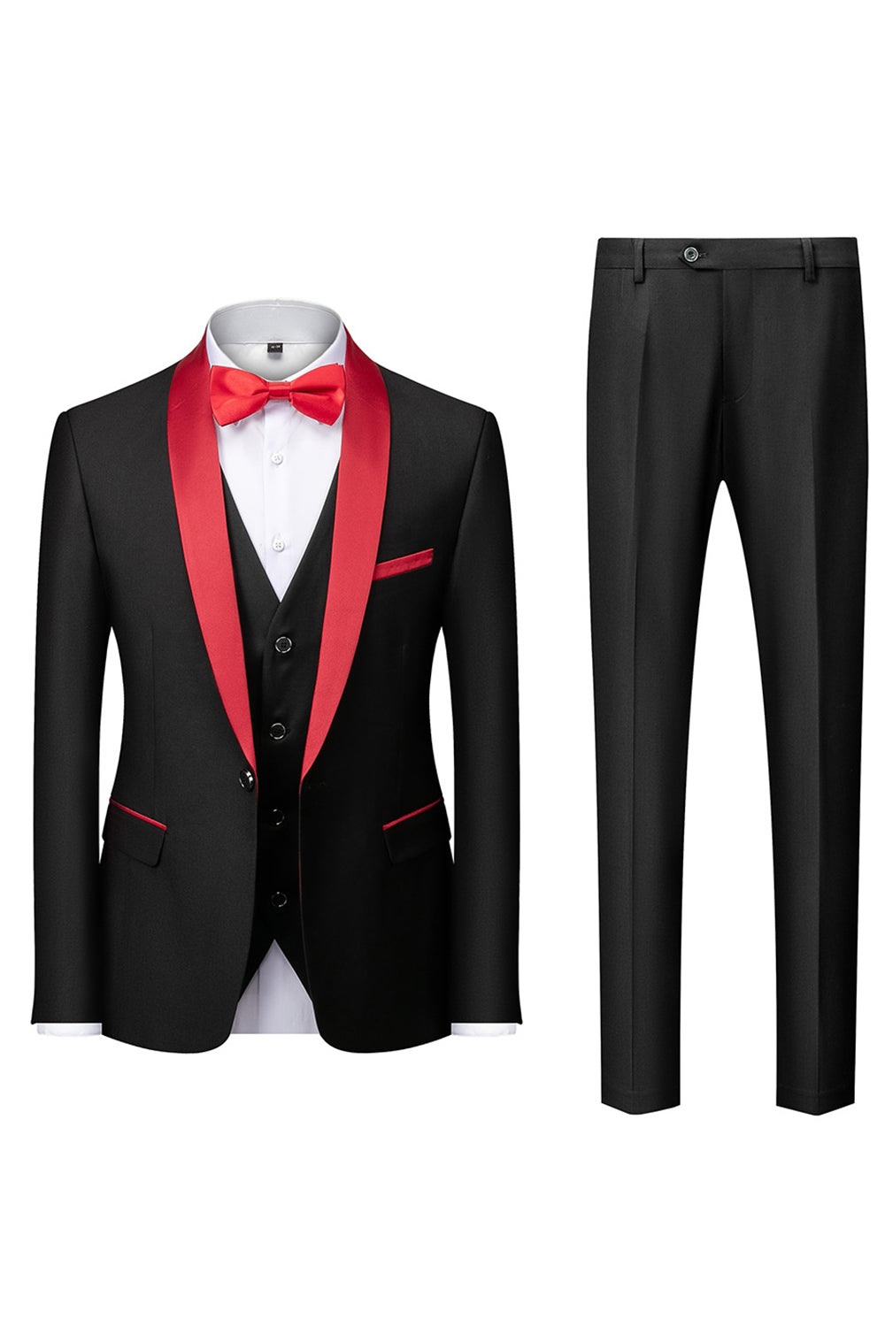 Men's Three-Piece Suit, Shawl Lapel, Tailored Cut