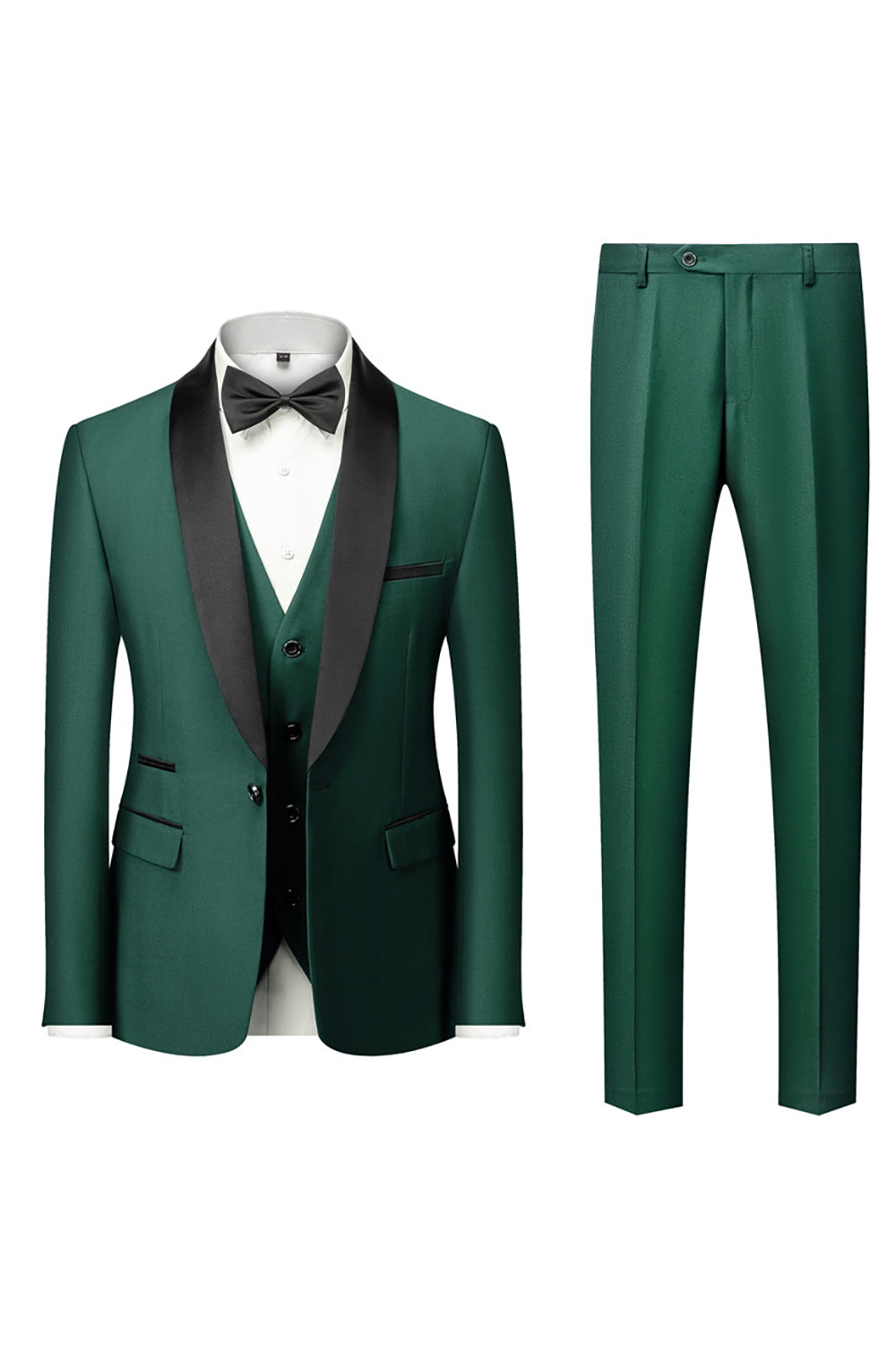 Men's Three-Piece Suit, Shawl Lapel, Tailored Cut