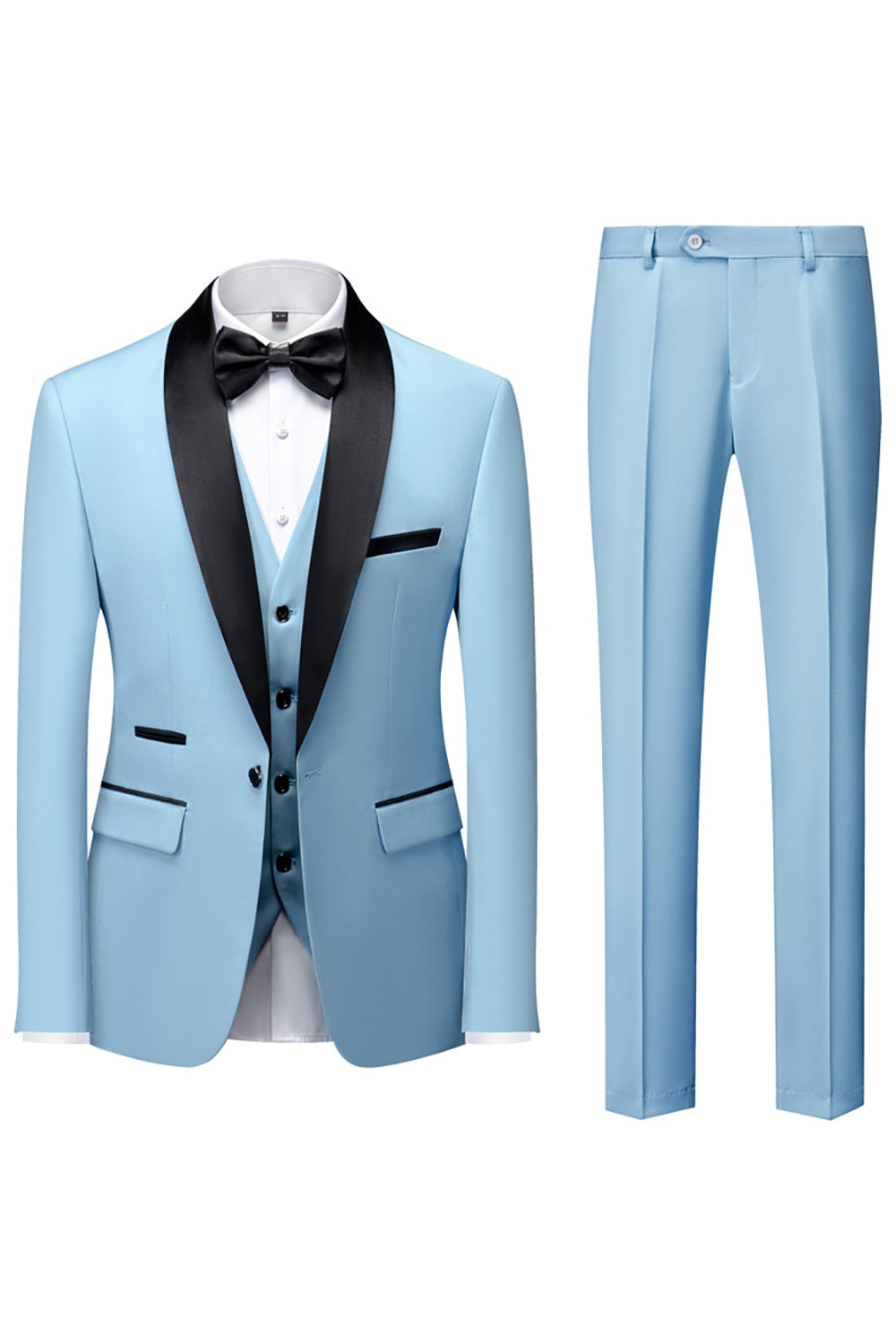 Men's Three-Piece Suit, Shawl Lapel, Tailored Cut