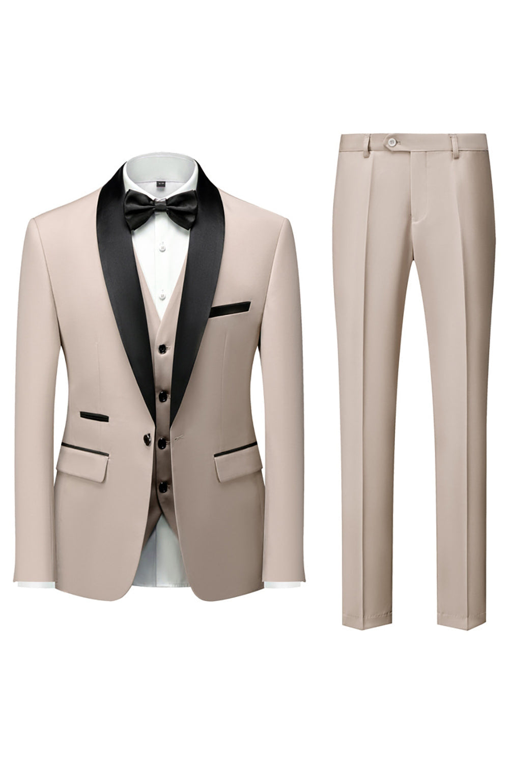 Men's Three-Piece Suit, Shawl Lapel, Tailored Cut