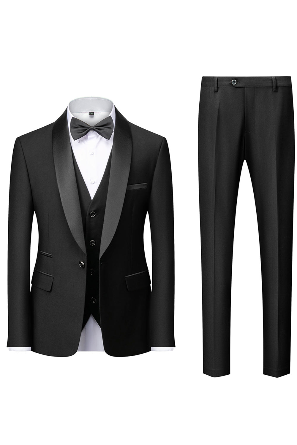 Men's Three-Piece Suit, Shawl Lapel, Tailored Cut