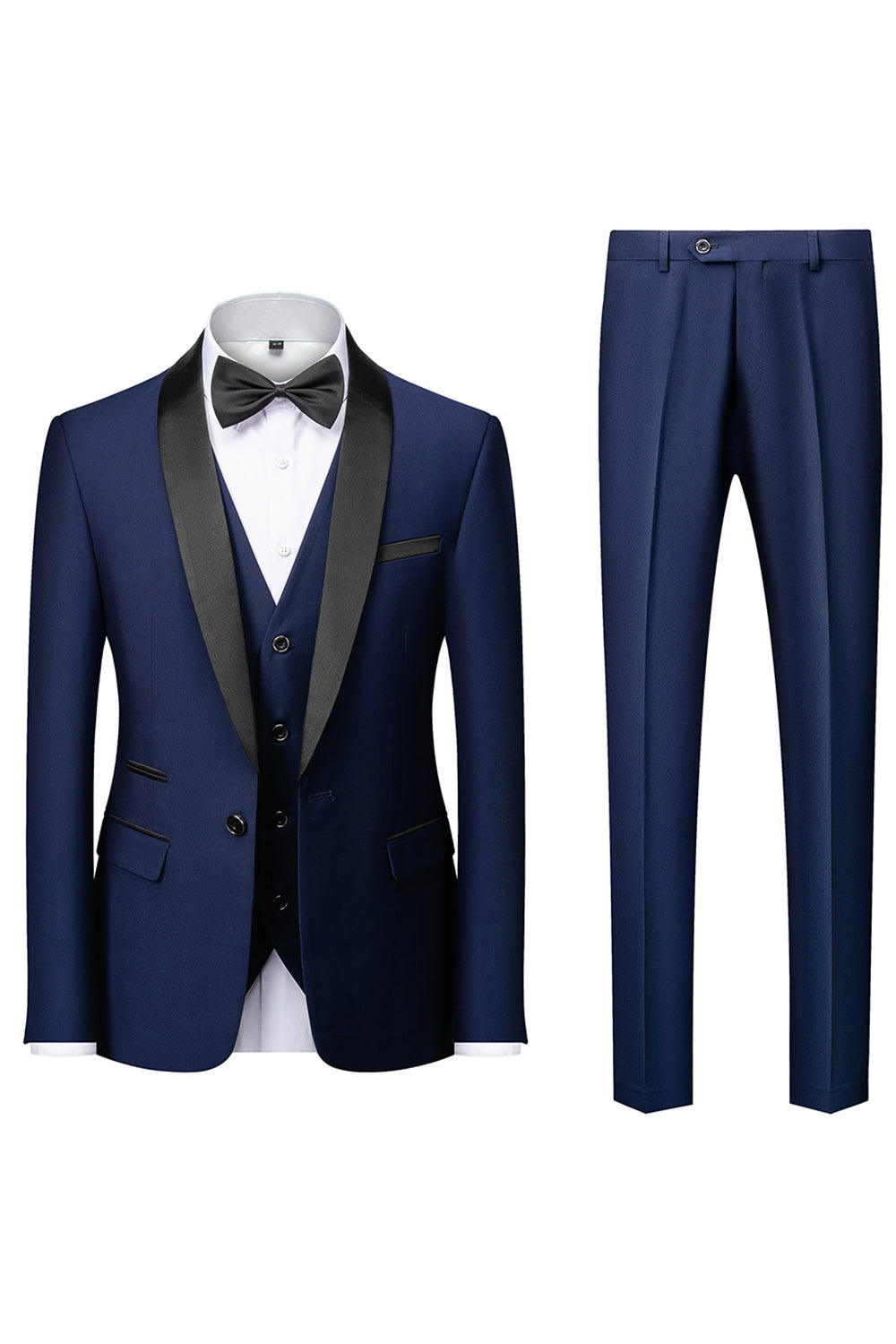 Men's Three-Piece Suit, Shawl Lapel, Tailored Cut