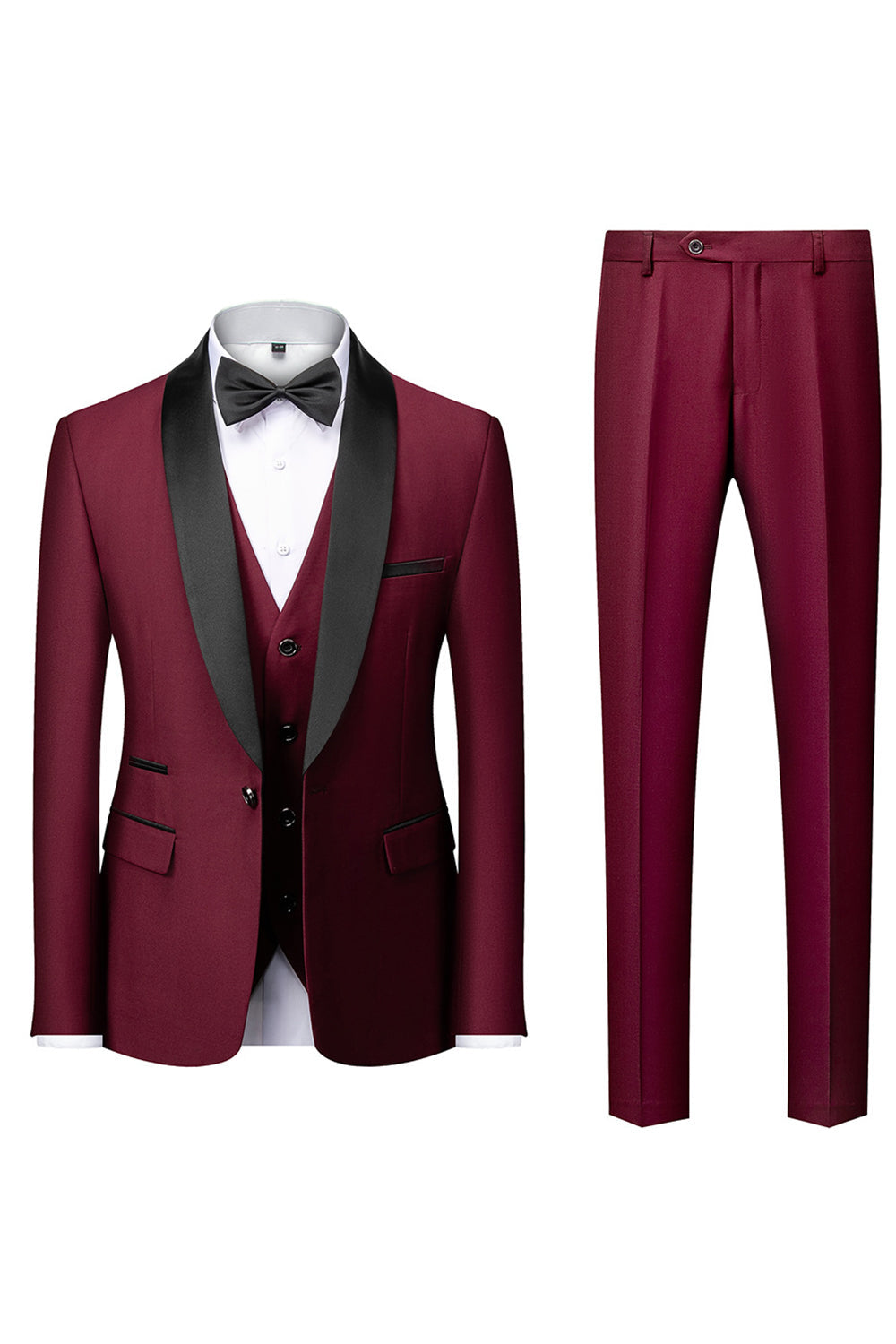 Men's Three-Piece Suit, Shawl Lapel, Tailored Cut