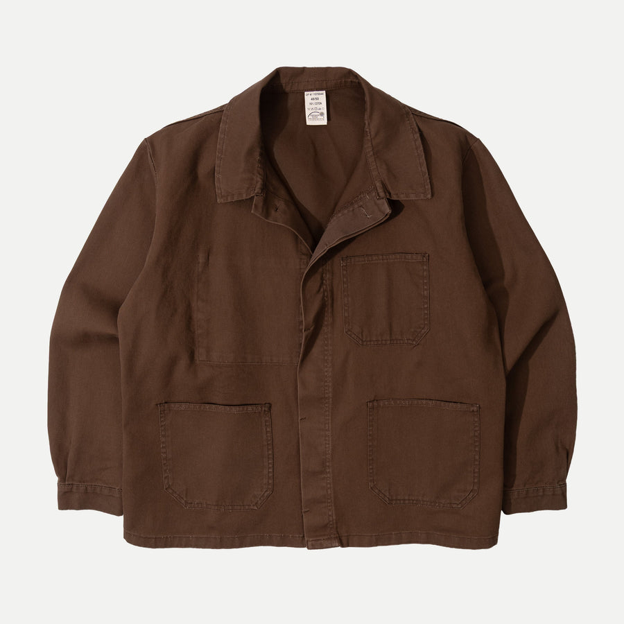 Men's Brown Utility Jacket, Shirt Collar, Four Pockets