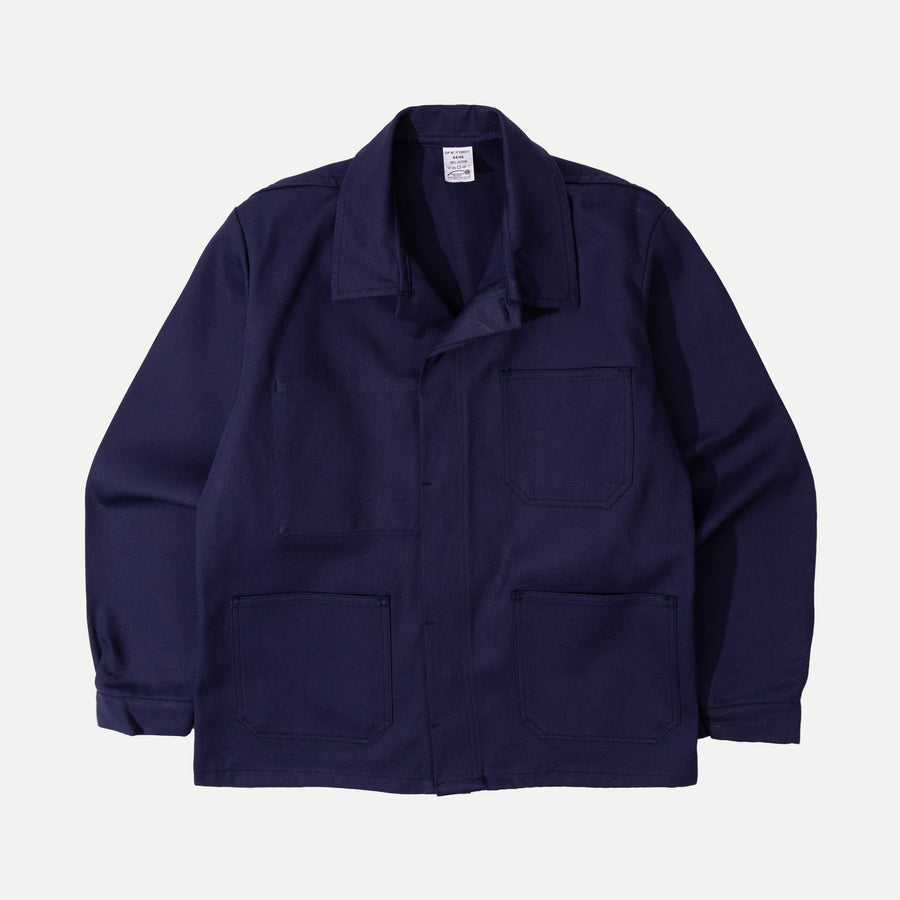 Men's Navy Chore Jacket, Point Collar, Long Sleeves, Button Front