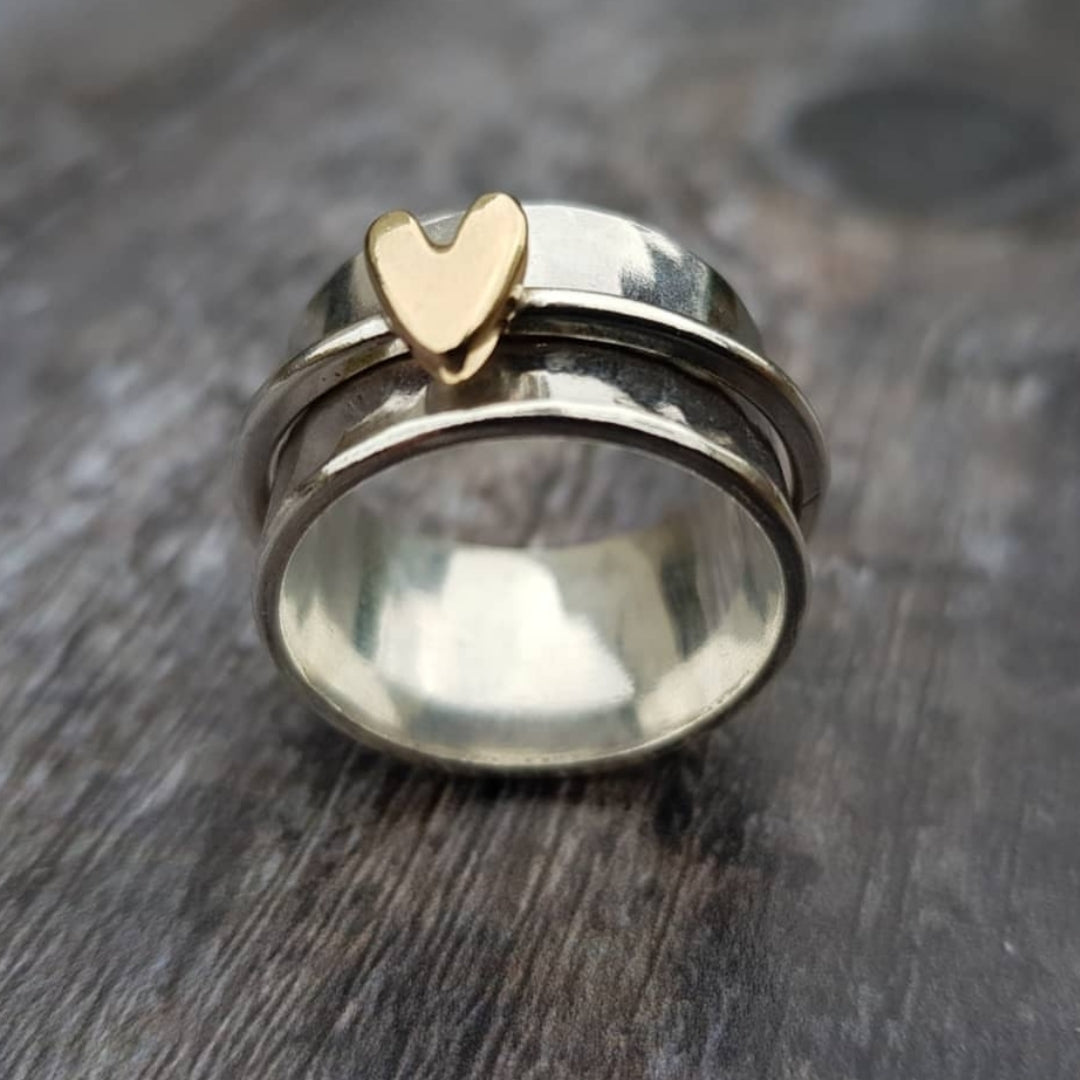 Heart | Silver Ring with Gold Heart