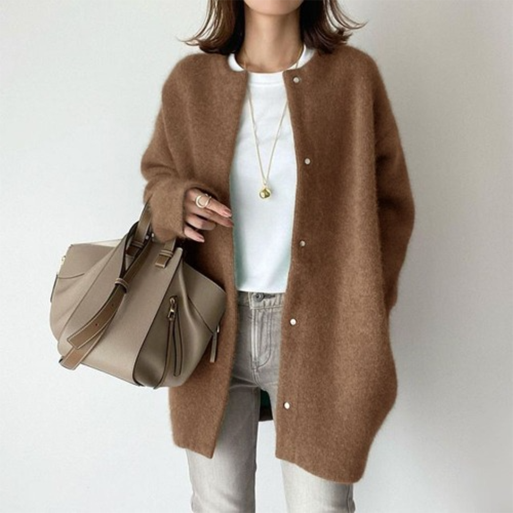 Women's Pocket Knit Cardigan – Relaxed Long Sleeve Cardigan