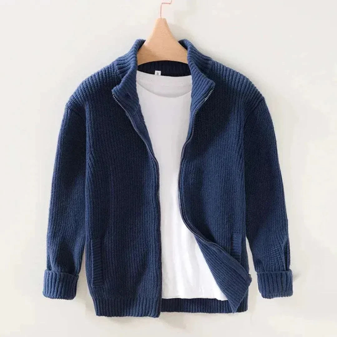 Cayson - Men's Zip-Front Ribbed Cardigan