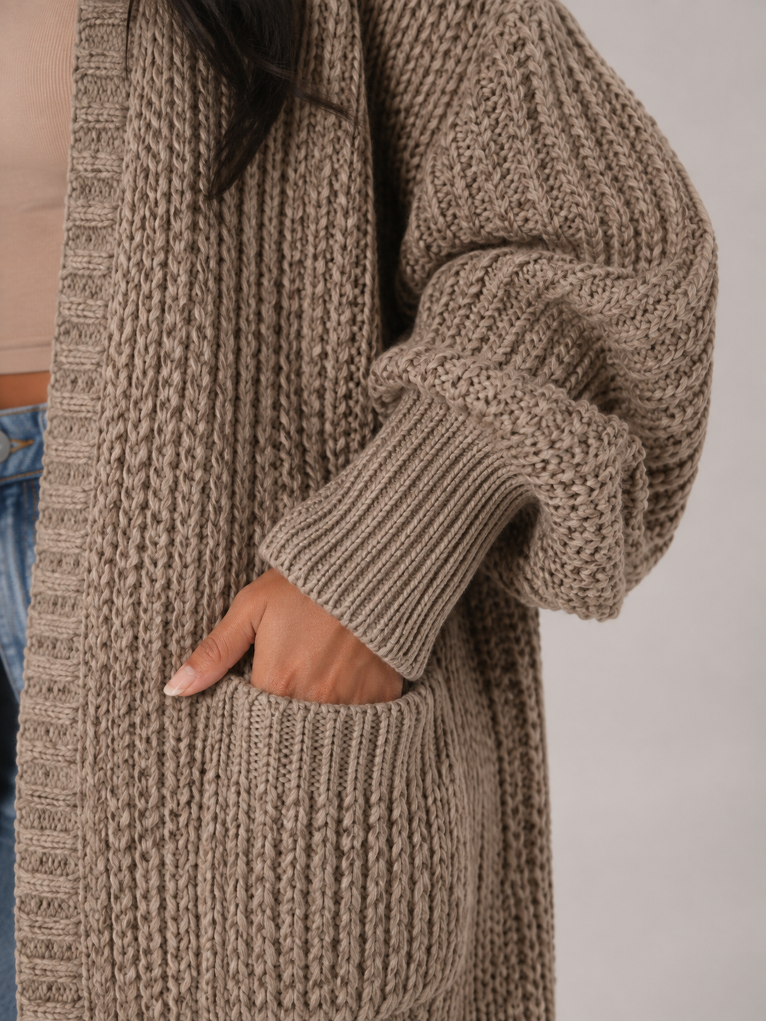 Ottilie Chunky Knit Open-Front Duster Cardigan