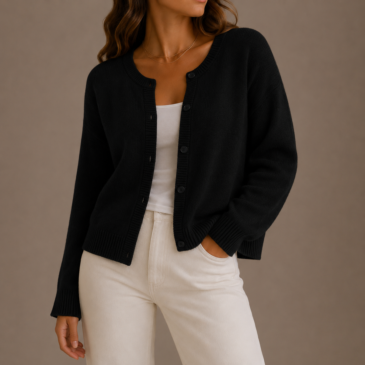 Tiffany | Womens Knit Cardigan Sweater | Button-Up Front, Round Neck, Relaxed Fit | Gray, Black and More XS-XL