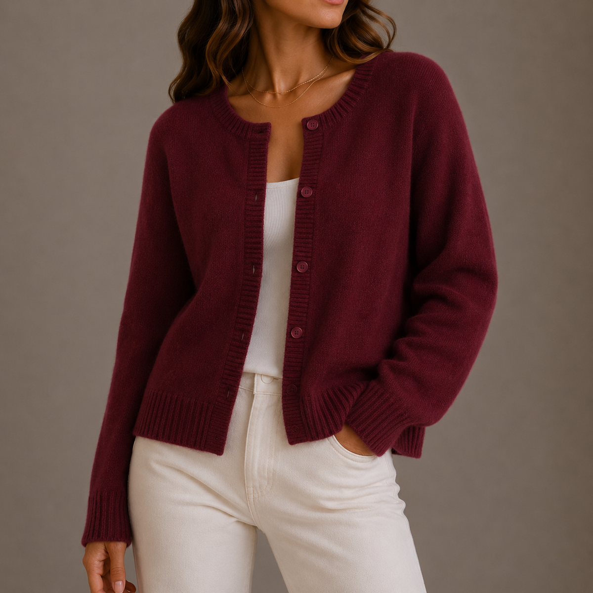 Tiffany | Womens Knit Cardigan Sweater | Button-Up Front, Round Neck, Relaxed Fit | Gray, Black and More XS-XL