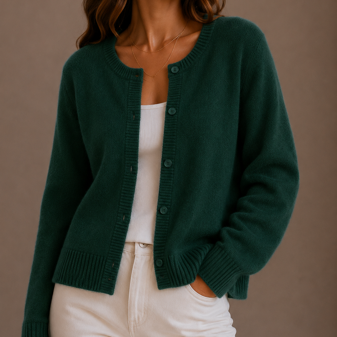 Tiffany | Womens Knit Cardigan Sweater | Button-Up Front, Round Neck, Relaxed Fit | Gray, Black and More XS-XL