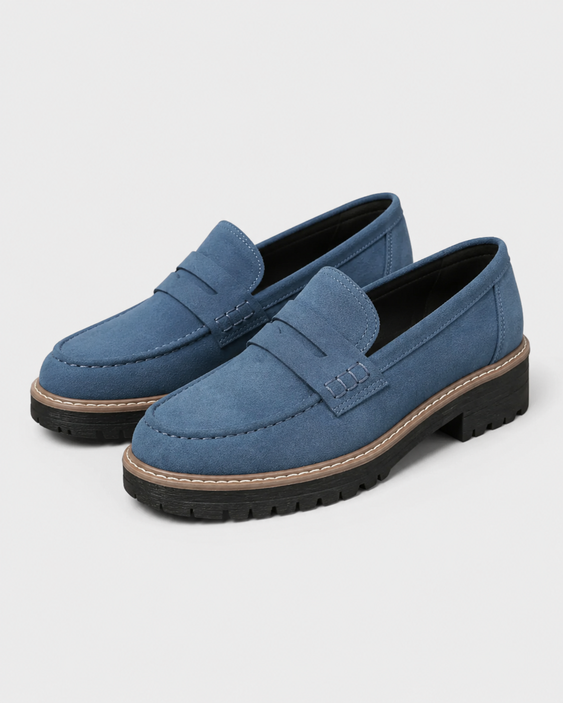 Women's Loafers, Slip-On Penny Strap, Lug Sole