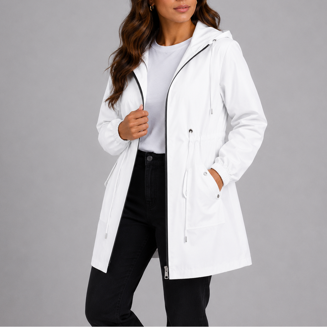Melissa | Womens Waterproof Rain Coat with Hood | Lightweight, Drawstring Waist, Side Pockets | 8 Colors XS-XL
