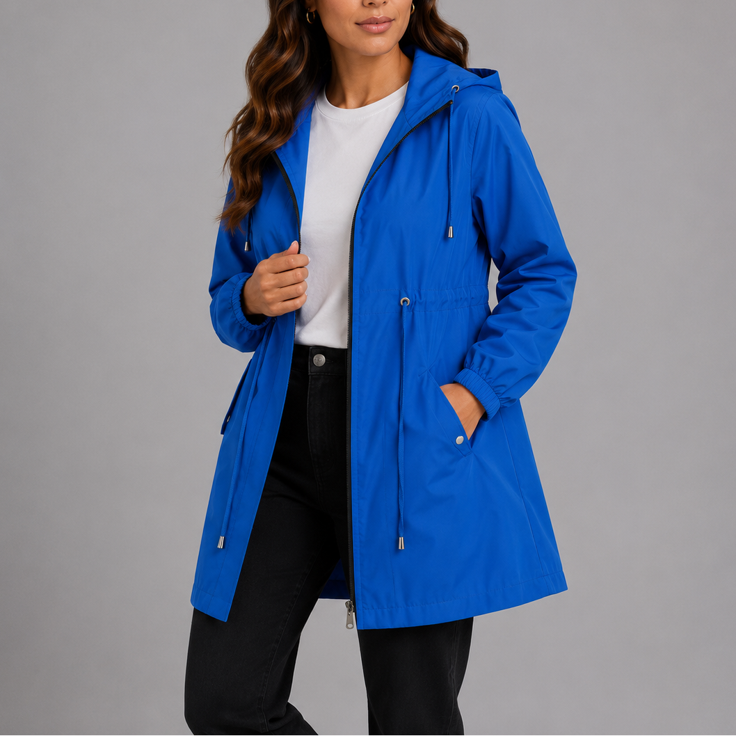 Melissa | Womens Waterproof Rain Coat with Hood | Lightweight, Drawstring Waist, Side Pockets | 8 Colors XS-XL
