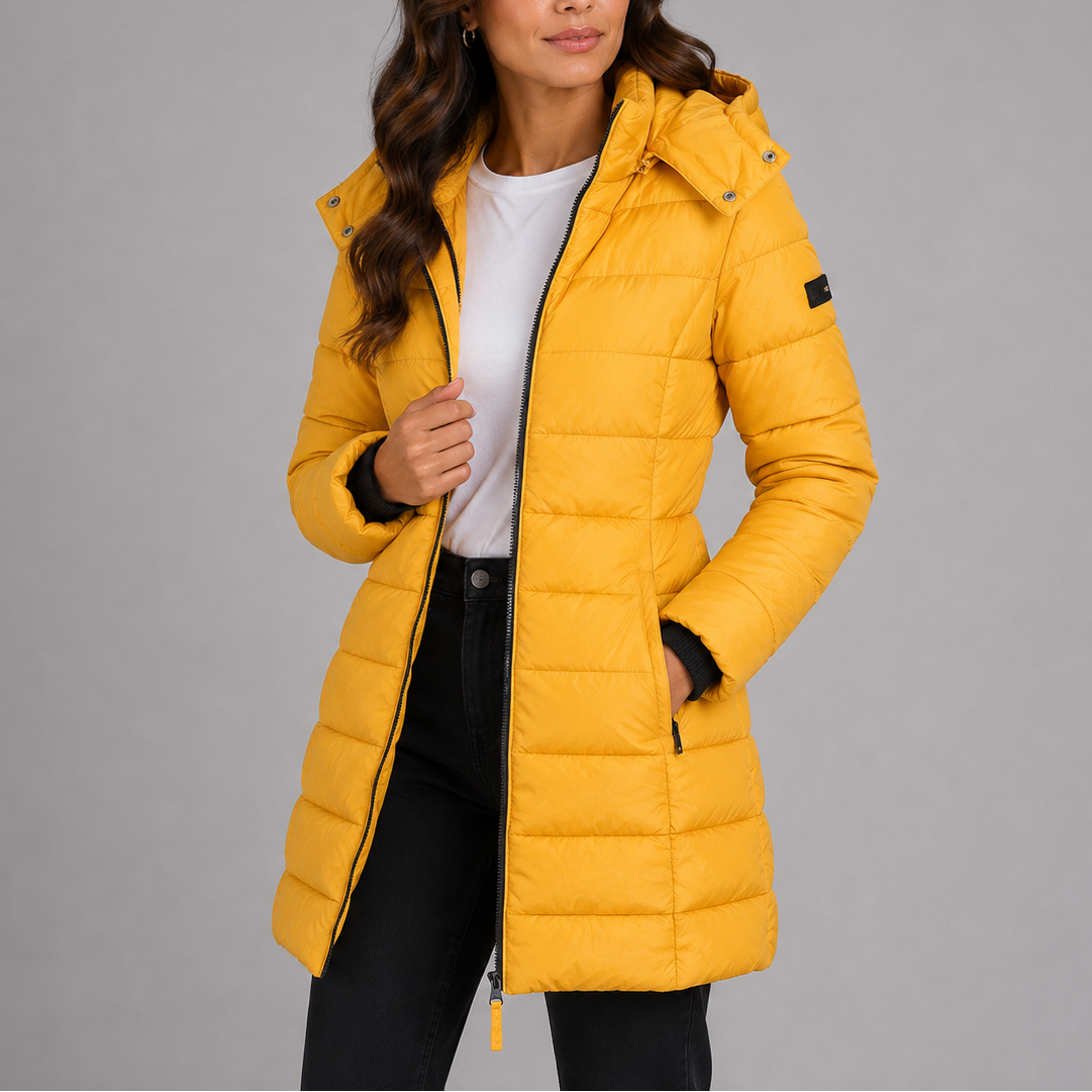 Heidi | Womens Long Hooded Puffer Coat, Quilted | Insulated, Wind-Resistant, Zip Pockets | Navy, Black and More XS-XL