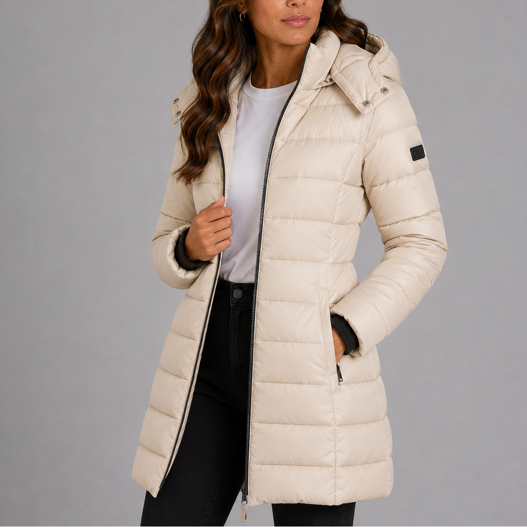 Heidi | Womens Long Hooded Puffer Coat, Quilted | Insulated, Wind-Resistant, Zip Pockets | Navy, Black and More XS-XL
