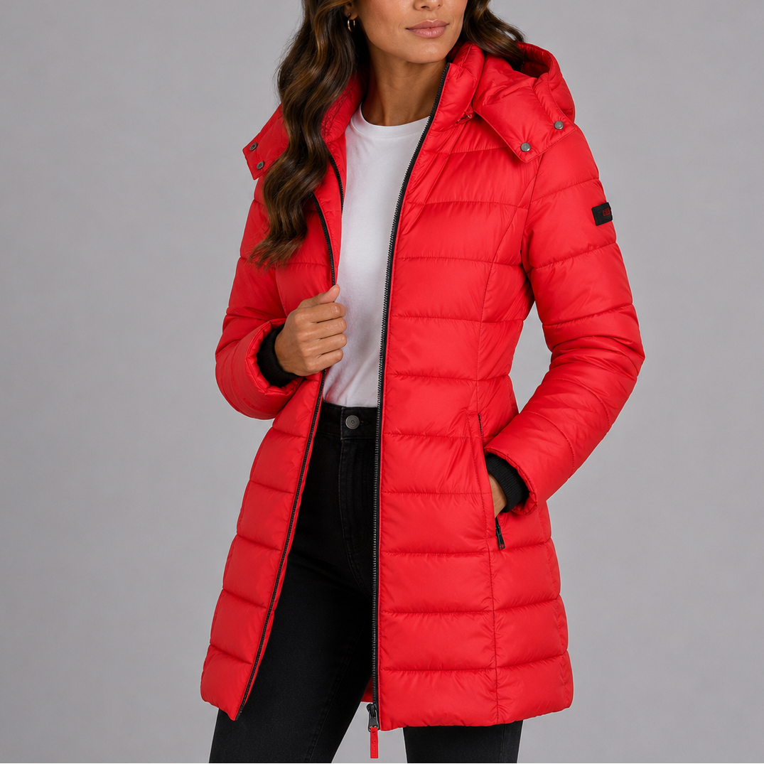 Heidi | Womens Long Hooded Puffer Coat, Quilted | Insulated, Wind-Resistant, Zip Pockets | Navy, Black and More XS-XL