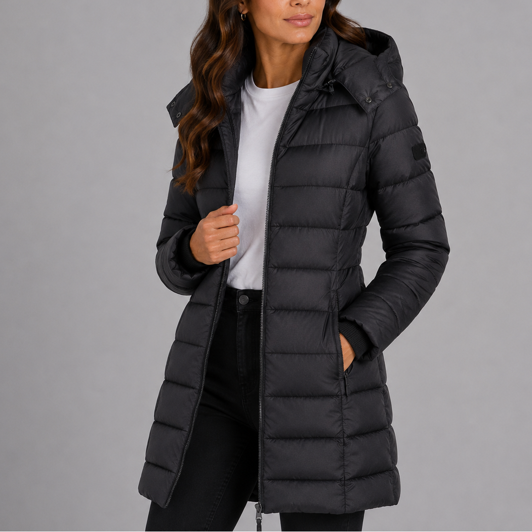 Heidi | Womens Long Hooded Puffer Coat, Quilted | Insulated, Wind-Resistant, Zip Pockets | Navy, Black and More XS-XL