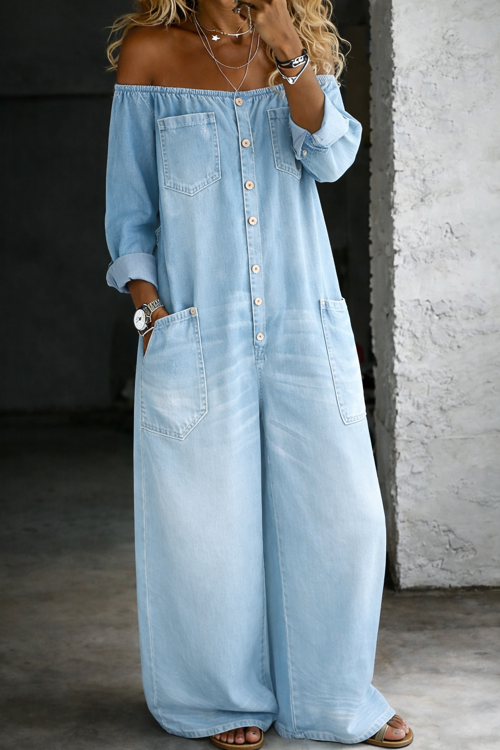 Elena | Off-the-shoulder long-sleeved jumpsuit