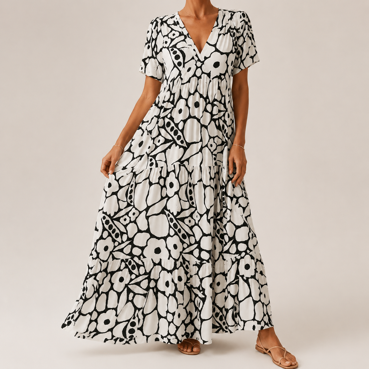 Women's Boho Summer Dress – Printed Relaxed Flowy Dress