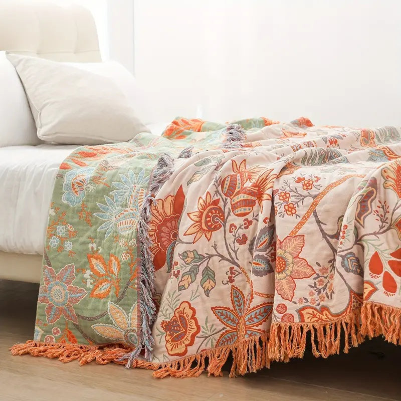 Chic Rustic Floral Bohemian Throw Blanket