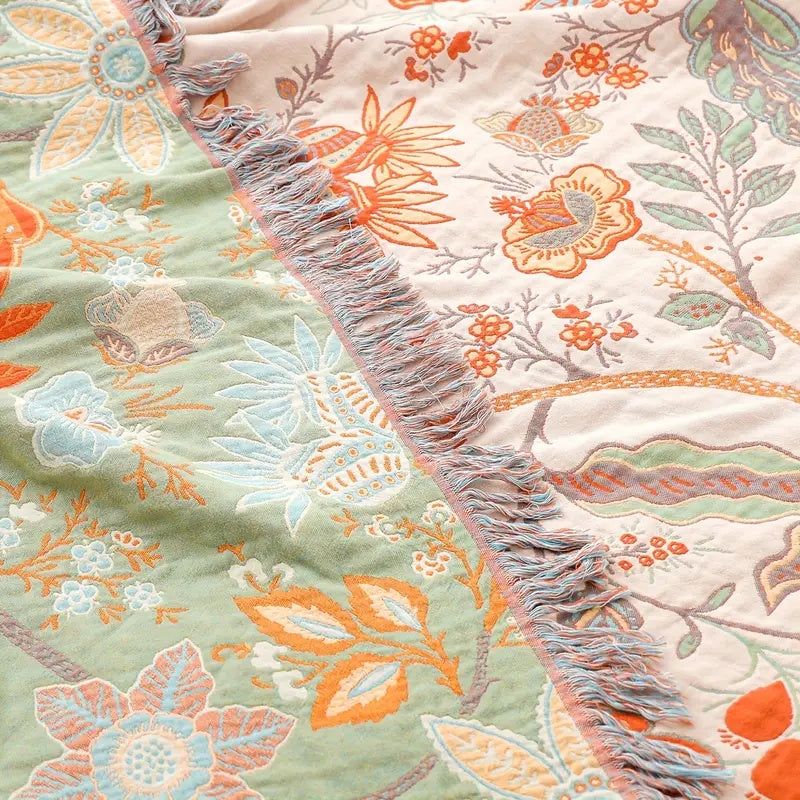 Chic Rustic Floral Bohemian Throw Blanket