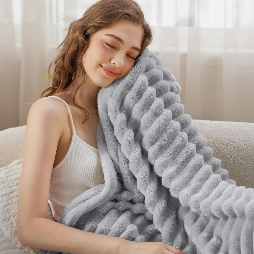 Cozy Striped Throw Blanket for Sofa, Bed, and Living Room